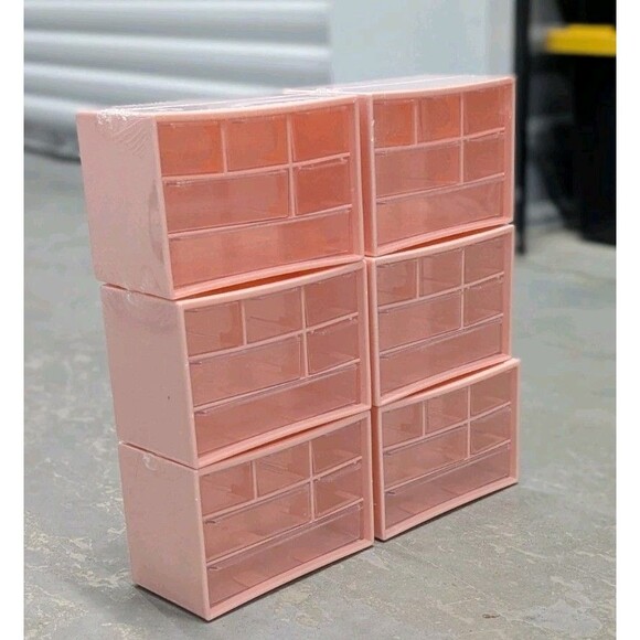 Pink Small Drawer Organizer for Bathroom, Make Up Etc with 6 Clear Compartments - Picture 5 of 8